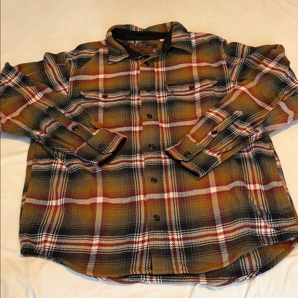 Men’s Orvis Multicolor Plaid Button Down Flannel Shirt